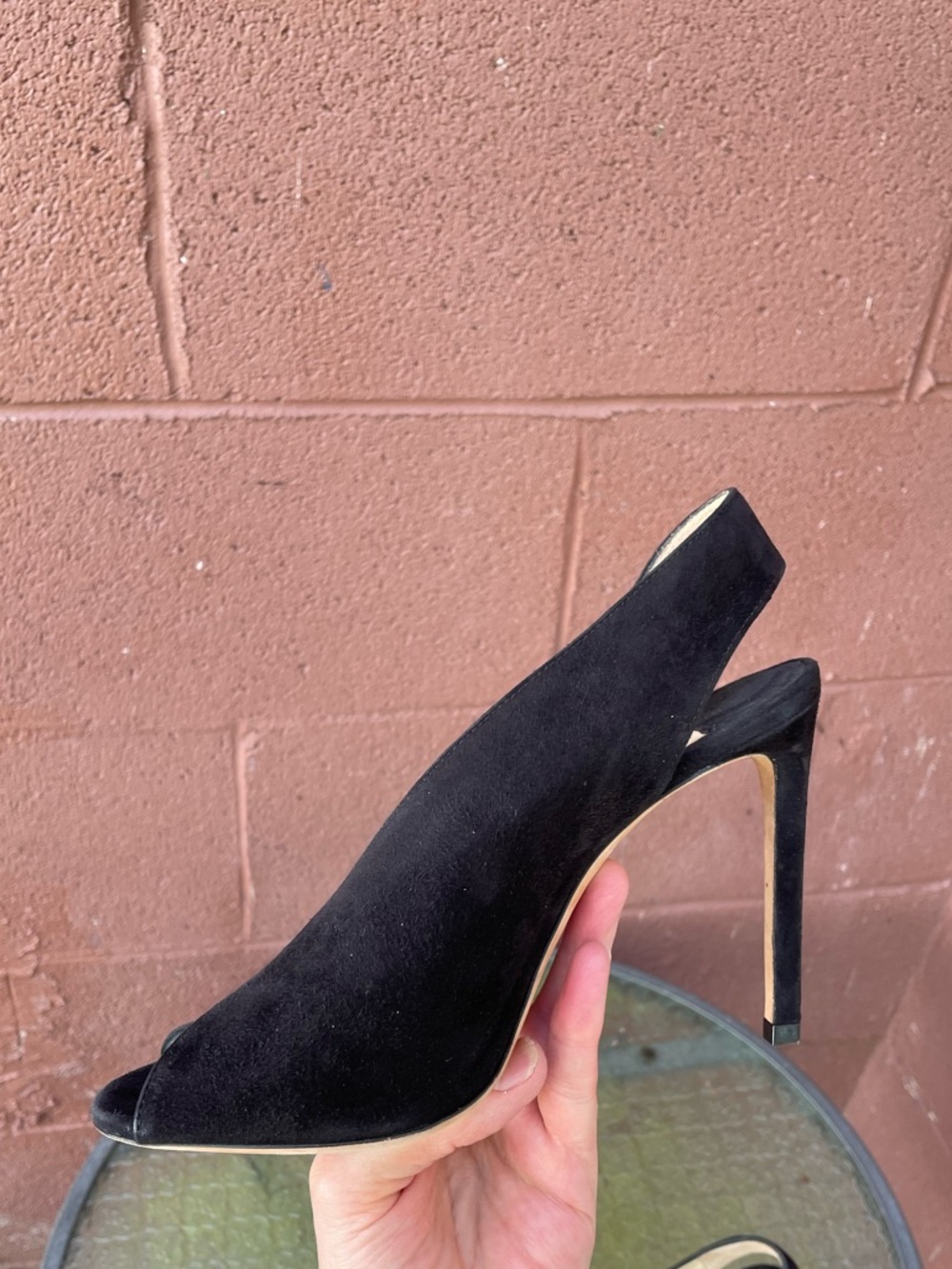 JIMMY CHOO Shar Black Suede Slingback Sandals Heels Size 36.5 - Picture 3 of 14